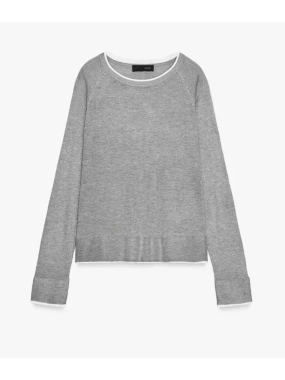 Zara NWOT Gray with White Edging Lightweight Sweater, Women's Size S